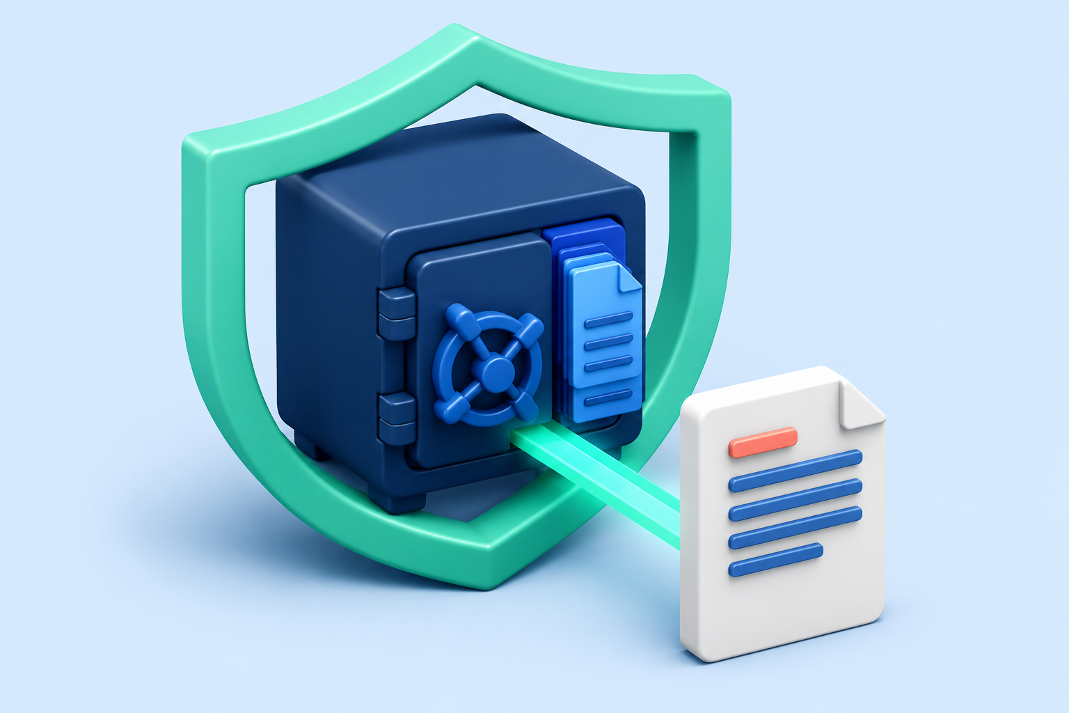권한 기반 문서 검색과 보안을 표현한 SecureRAG 3D 이미지